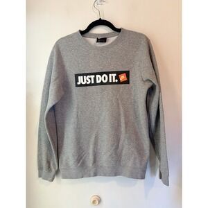 Nike Crew Neck Sweatshirt Gray Big Logo‎ Mens Small Swoosh
